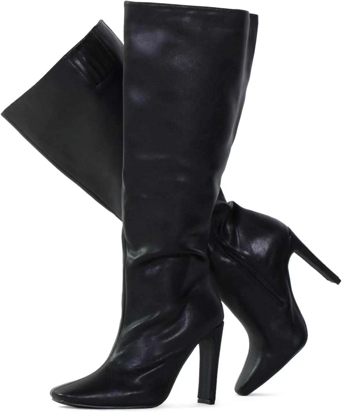 RF ROOM OF FASHION Women's Plus Size Square Toe Knee High Dress Boots (Wide Calf Wide Width)