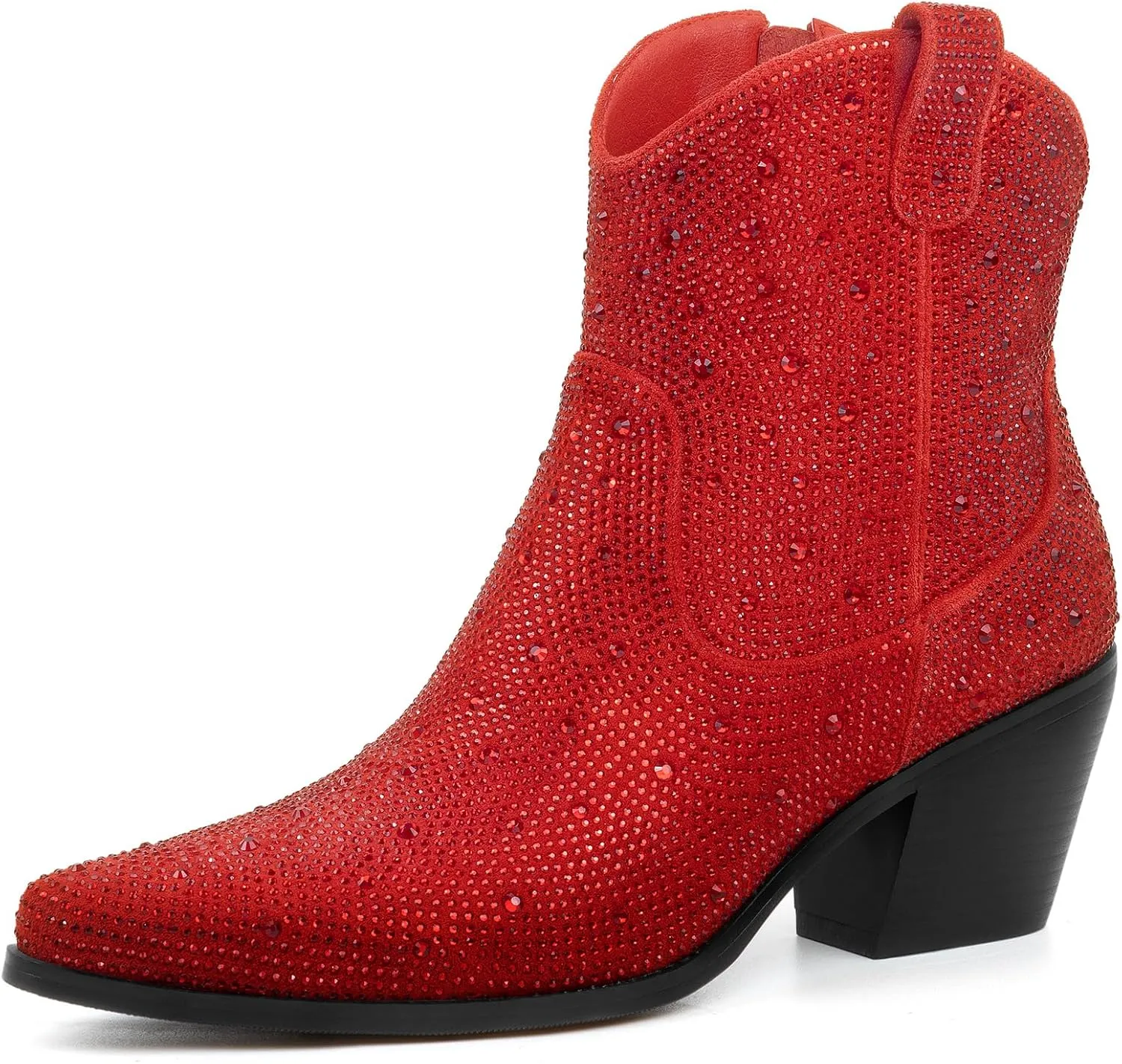 Rhinestone Boots for Women Sparkly Cowgirl Boots Pointed Toe Chunky Heels Rhinestone Cowboy Boots