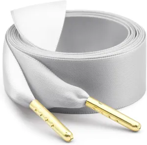 Ribbon Satin Sneakers Shoelaces: 2 Pair 22mm Wide Flat Silk Shoe Laces