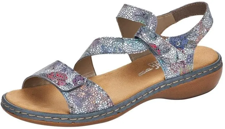 Rieker Sphere 659C7-90 Multi Nubuck Leather Womens Rip Tape Sandals 8 multi