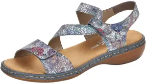 Rieker Sphere 659C7-90 Multi Nubuck Leather Womens Rip Tape Sandals 8 multi