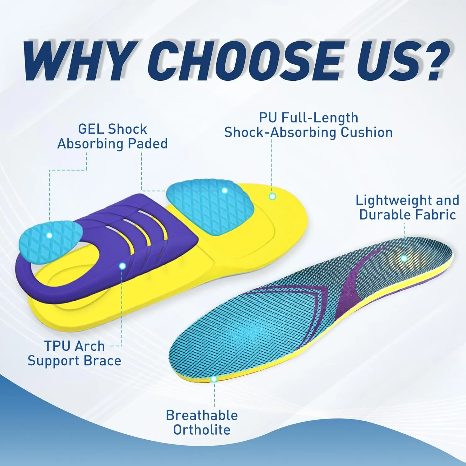 Running Athletic Insoles for Men & Women - Shock Absorbing Insoles,Sports Inserts - Comfort Cushions Inserts for Hiking Walking Hockey Tennis Basketball(Women’s 10-13/Men’s 9-12)