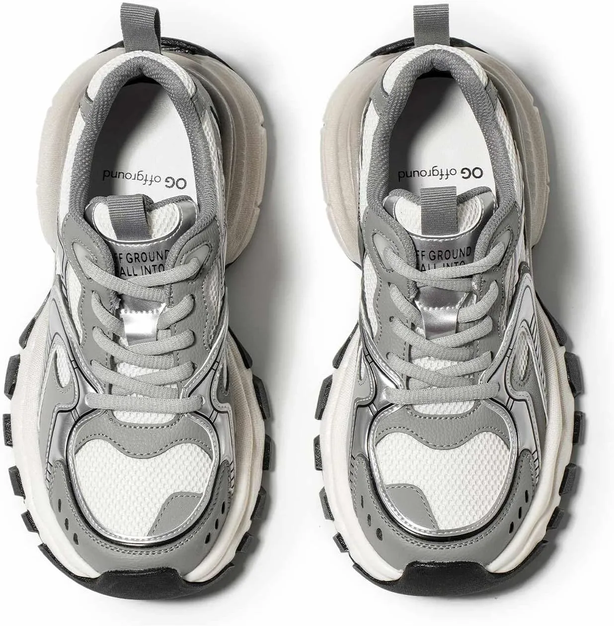 Running Shoes for Women, Chunky Platform Sneakers Womens, Lace-up Casual Road Sport Tennis Fashion Leather Walking Shoes