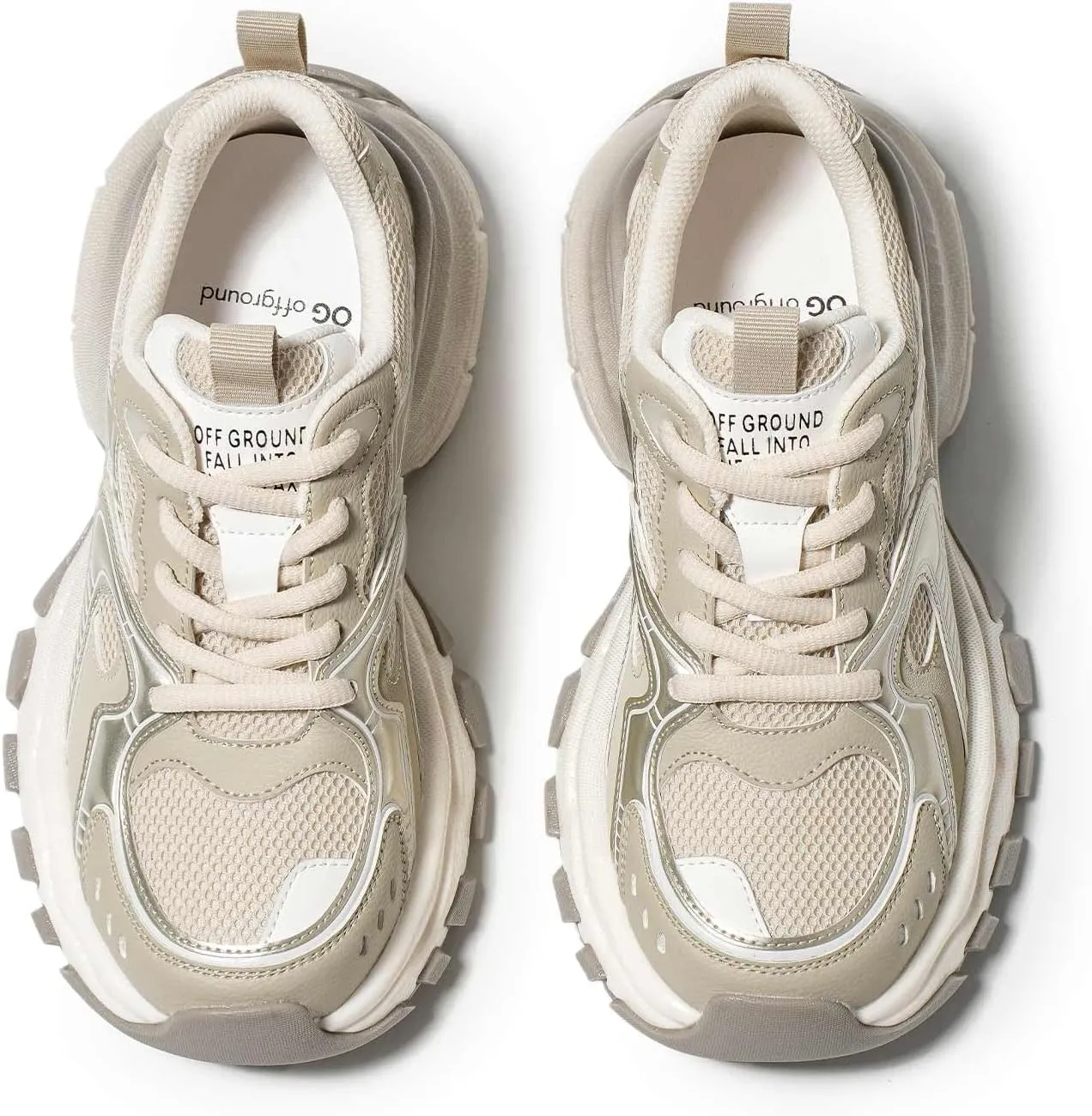 Running Shoes for Women, Chunky Platform Sneakers Womens, Lace-up Casual Road Sport Tennis Fashion Leather Walking Shoes