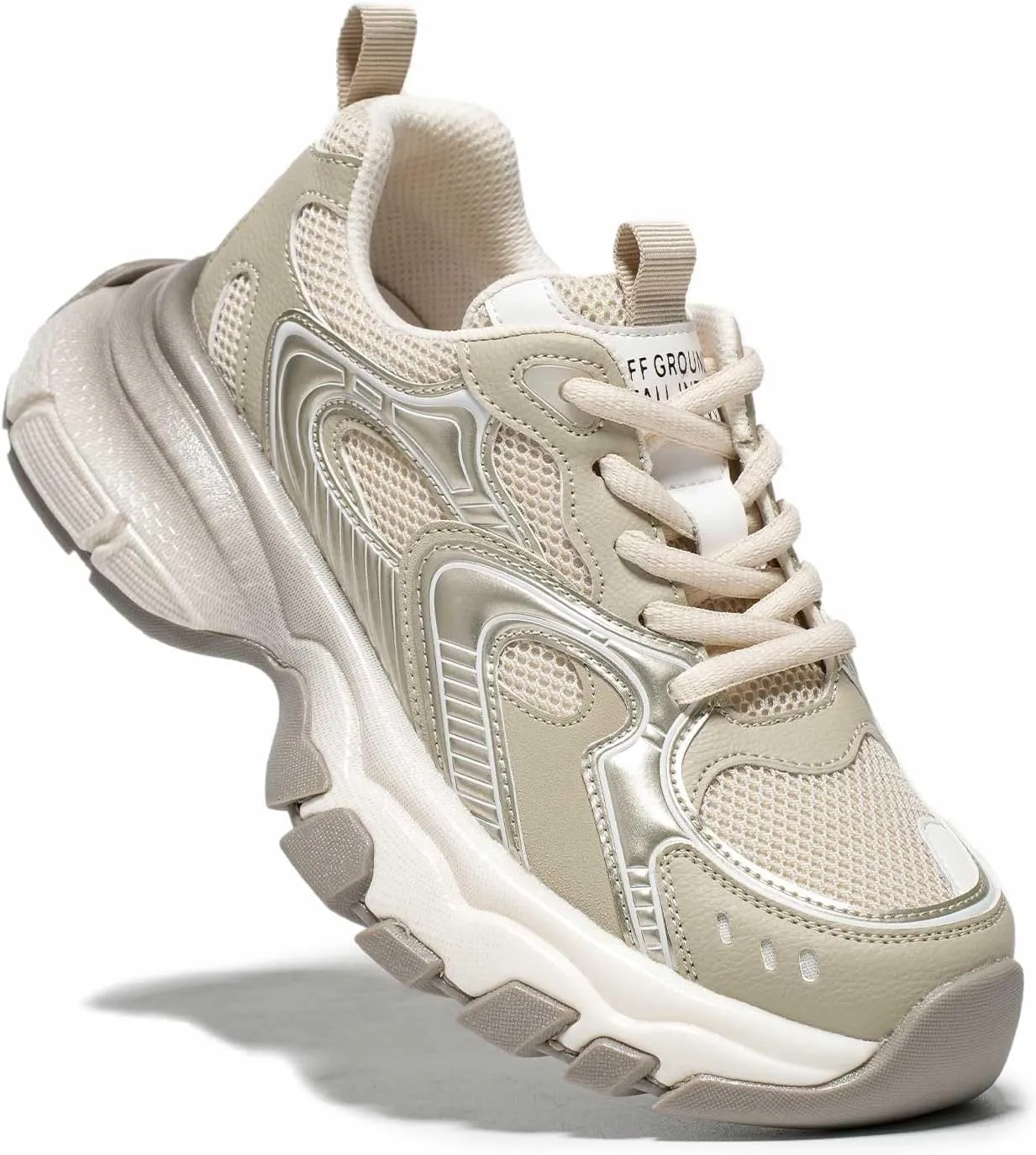 Running Shoes for Women, Chunky Platform Sneakers Womens, Lace-up Casual Road Sport Tennis Fashion Leather Walking Shoes