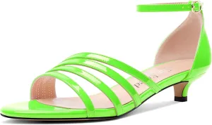 Saekcted Womens Kitten Low Heel Open Toe Sandals Ankle Strap Buckle Dress Shoes Wedding Casual Party 1.2 Inches Heels
