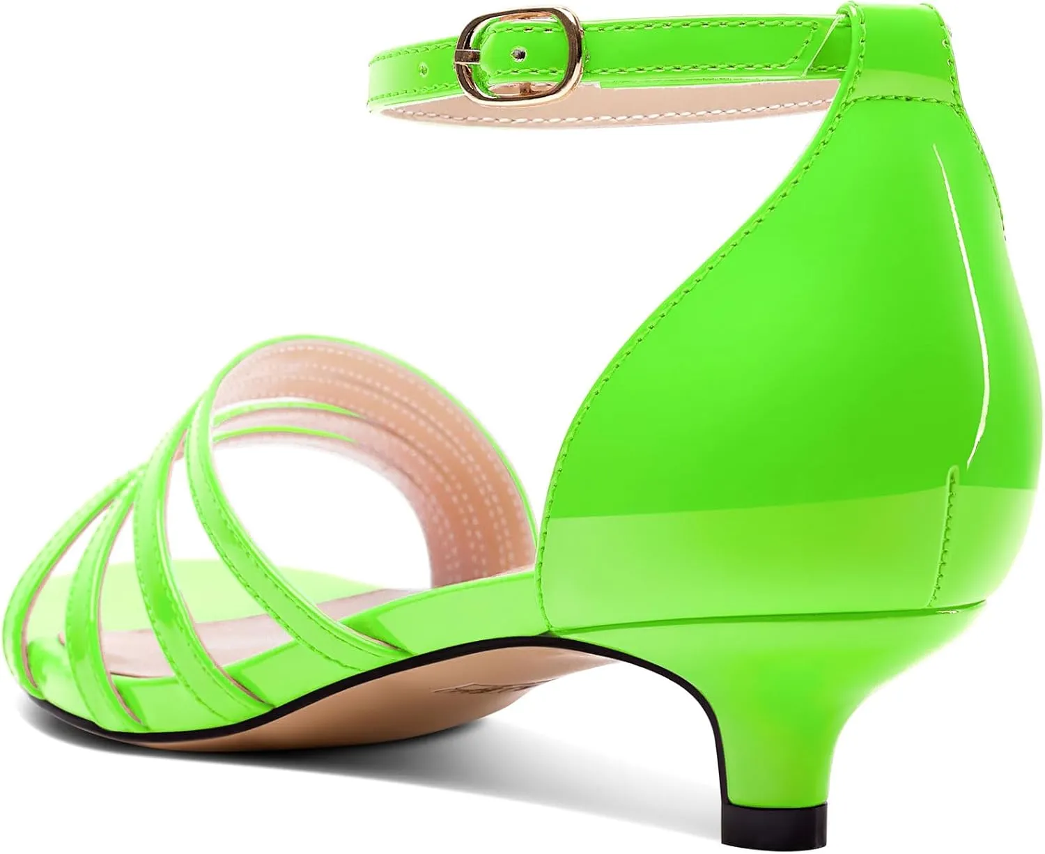 Saekcted Womens Kitten Low Heel Open Toe Sandals Ankle Strap Buckle Dress Shoes Wedding Casual Party 1.2 Inches Heels