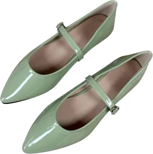 SAILING LU Women's Pointy Toe Mary Jane Flats PU Leather Buckle Fashion Vintage Wedding Dress Flats Shoes
