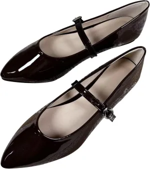 SAILING LU Women's Pointy Toe Mary Jane Flats PU Leather Buckle Fashion Vintage Wedding Dress Flats Shoes