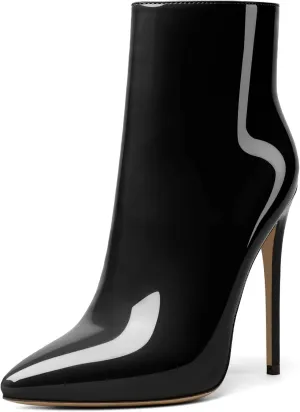 SAMMITOP Women's High Heel Ankle Booties Stilettos Heel Boots Side Zipper Fashion Booties Fall Winter Shoes 4.5''