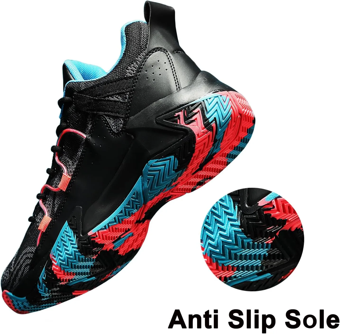 SANEARDE Mens Basketball Shoes High Top Breathable Non Slip Outdoor Sneakers Cushioning Workout Shoes for Fitness
