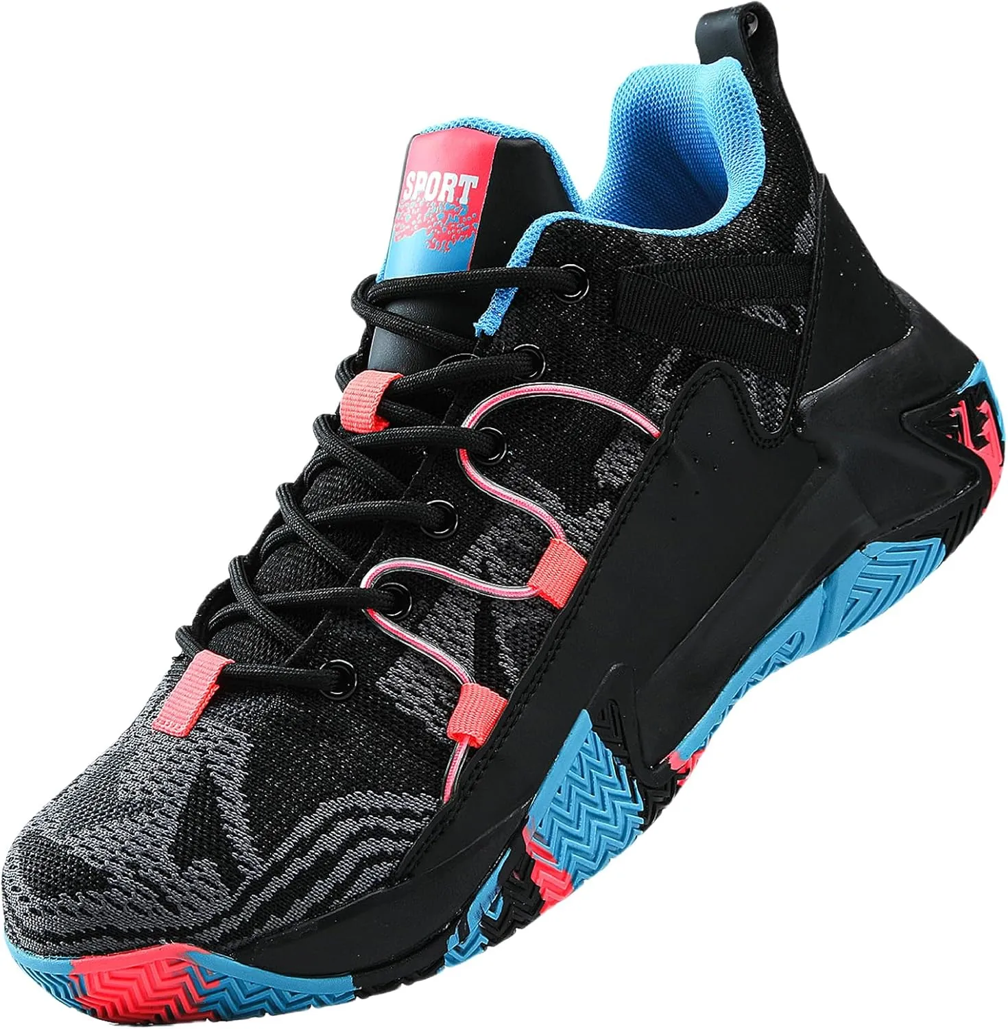 SANEARDE Mens Basketball Shoes High Top Breathable Non Slip Outdoor Sneakers Cushioning Workout Shoes for Fitness