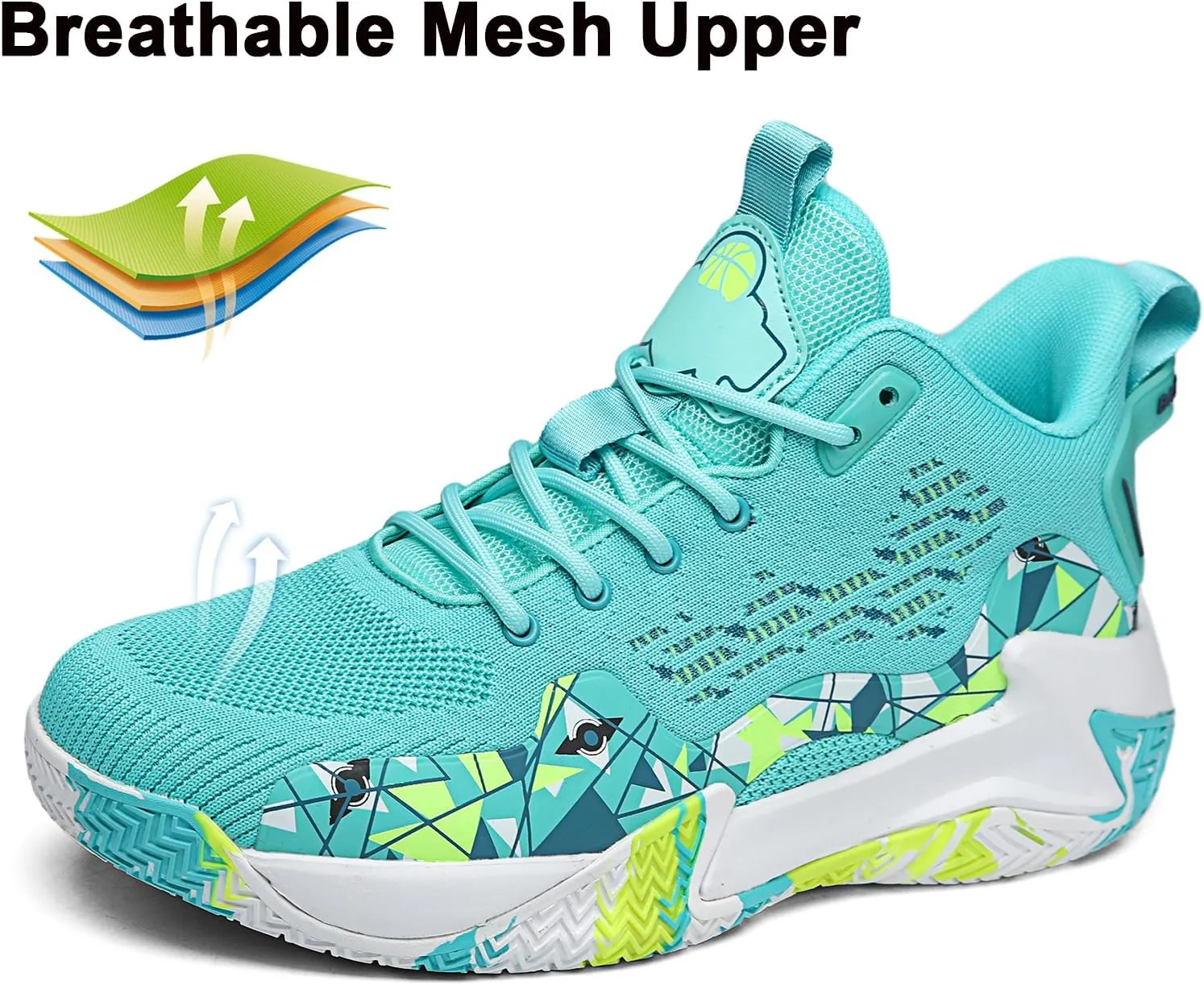 SANEARDE Mens Basketball Shoes High Top Breathable Non Slip Outdoor Sneakers Cushioning Workout Shoes for Fitness