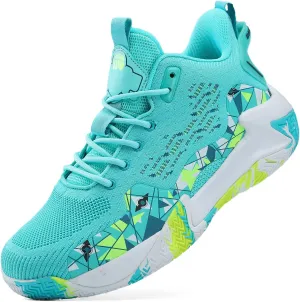 SANEARDE Mens Basketball Shoes High Top Breathable Non Slip Outdoor Sneakers Cushioning Workout Shoes for Fitness