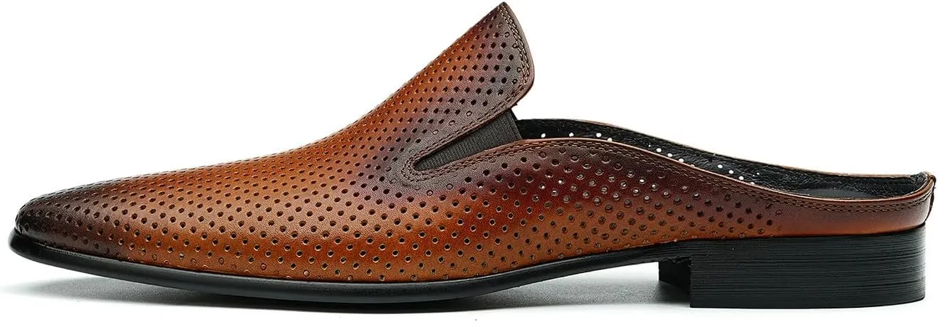 Santimon Men's Mules Formal Dress Loafers Leather Open Back Slippers Business Wedding Casual Fashion Slip On Clogs Sandals Summer Dress Shoes for Men