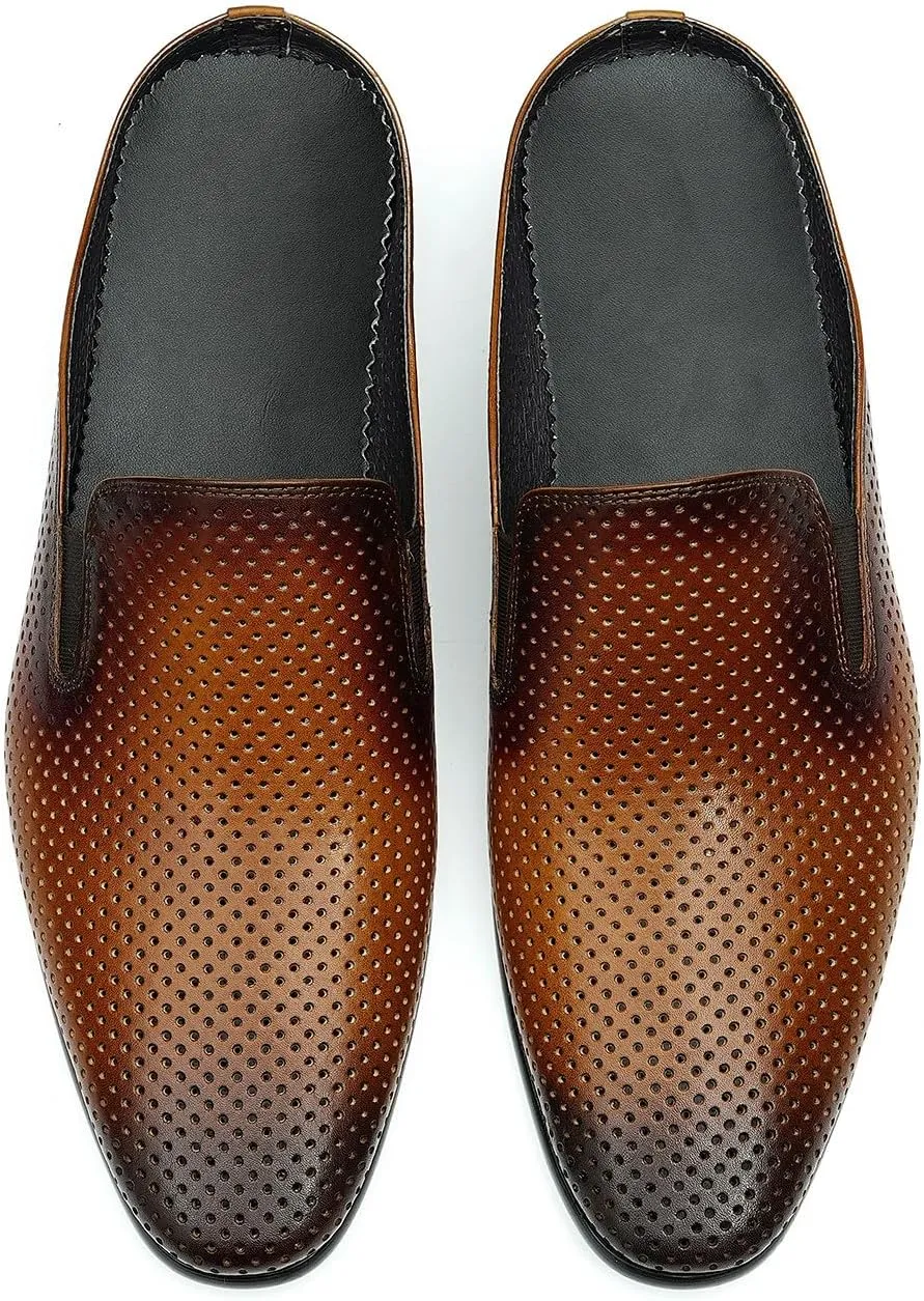 Santimon Men's Mules Formal Dress Loafers Leather Open Back Slippers Business Wedding Casual Fashion Slip On Clogs Sandals Summer Dress Shoes for Men