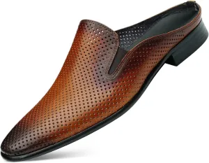 Santimon Men's Mules Formal Dress Loafers Leather Open Back Slippers Business Wedding Casual Fashion Slip On Clogs Sandals Summer Dress Shoes for Men