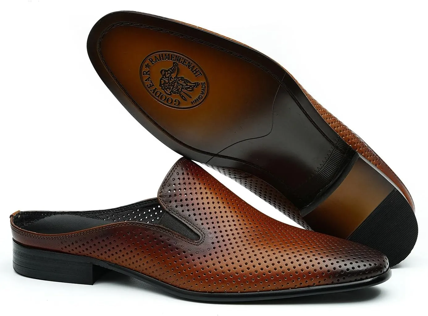 Santimon Men's Mules Formal Dress Loafers Leather Open Back Slippers Business Wedding Casual Fashion Slip On Clogs Sandals Summer Dress Shoes for Men