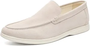 Santimon Men's Suede Loafers Slip-On Casual Shoes Soft Flat Sole Comfortable Driving Office Shoe