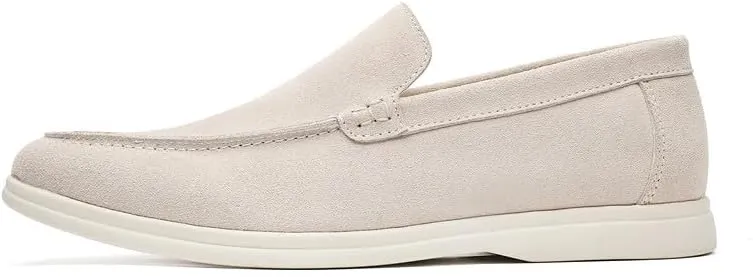 Santimon Men's Suede Loafers Slip-On Casual Shoes Soft Flat Sole Comfortable Driving Office Shoe