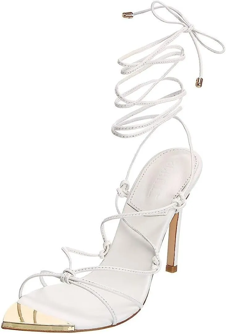 Schutz Hana Green Fresh Strappy Tie Up Open Toe Stiletto High Heel Sandals