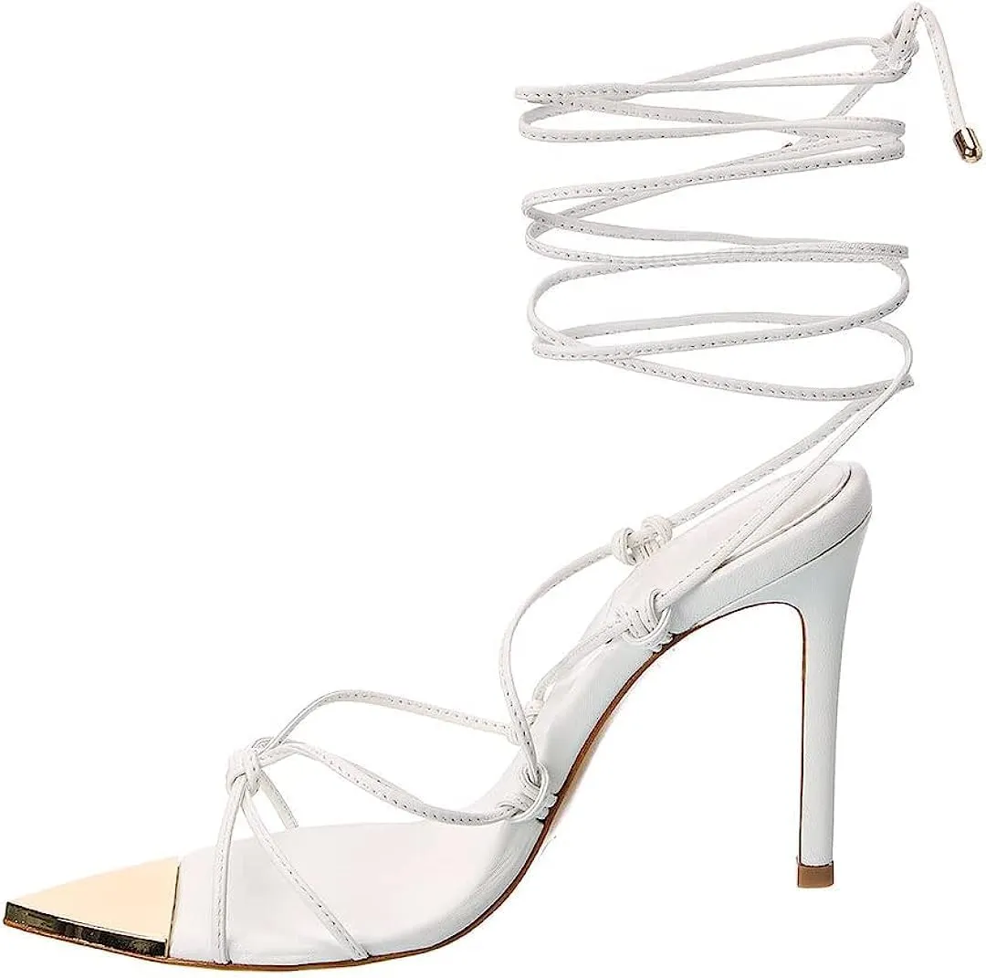 Schutz Hana Green Fresh Strappy Tie Up Open Toe Stiletto High Heel Sandals