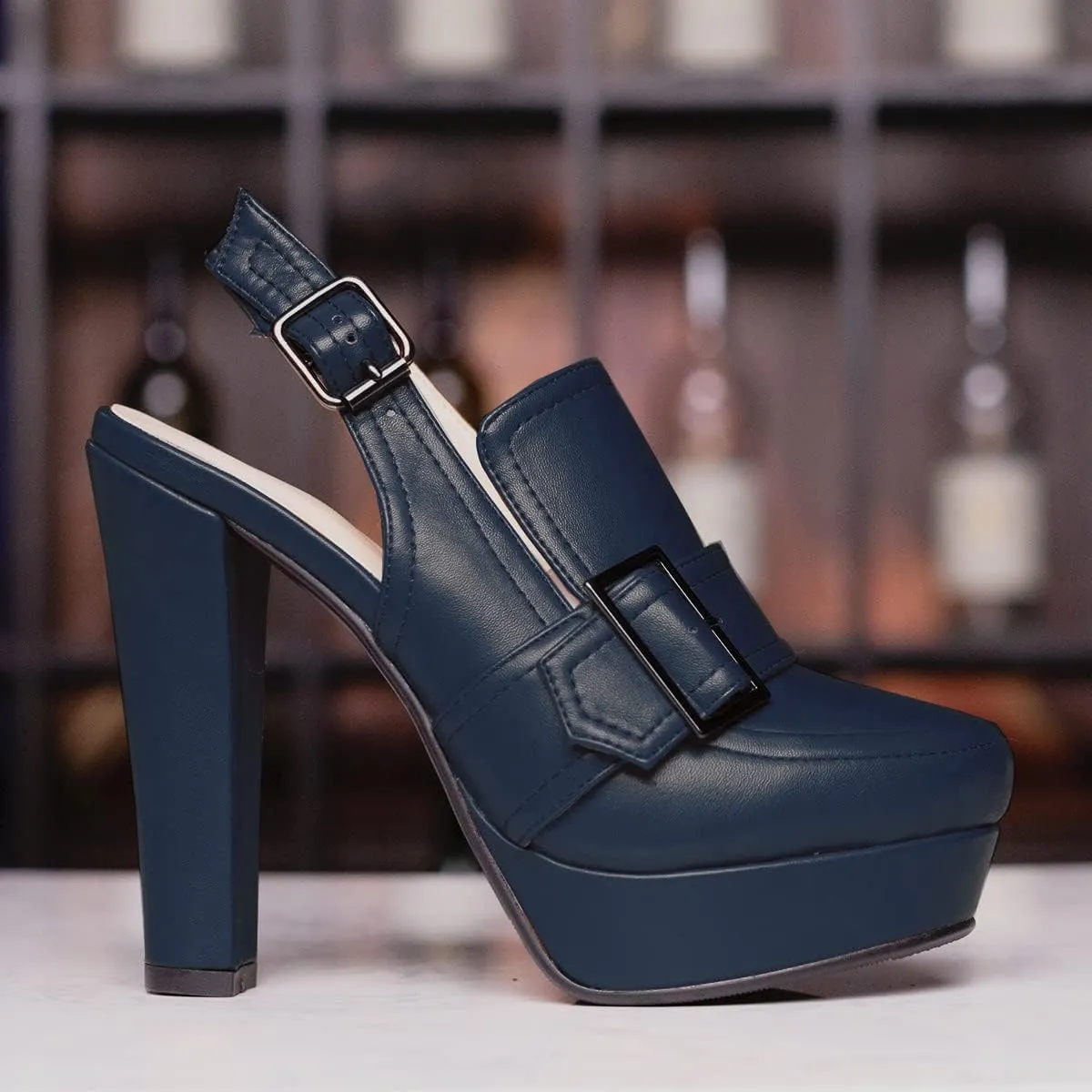 SHODENSE Women Vintage Platform Chunky High Heels Pumps Shoes Round Closed Toe Platform Loafers Ankle Strap Block Heel Slingback Summer Sandals Backless Buckle Loafer Ladies Sexy Chic Party 4-11 M US