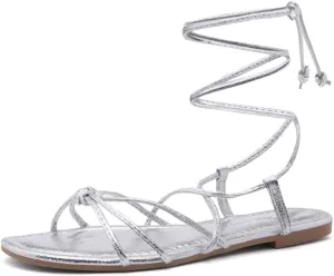 Shoe Land Women’s Flat Lace Up Sandals – Strappy Gladiator Sandals with Adjustable Crisscross Ankle Straps | Comfortable Open Toe Shoes for Summer, Beach & Travel
