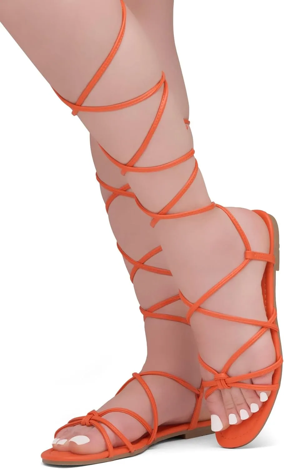 Shoe Land Women’s Flat Lace Up Sandals – Strappy Gladiator Sandals with Adjustable Crisscross Ankle Straps | Comfortable Open Toe Shoes for Summer, Beach & Travel