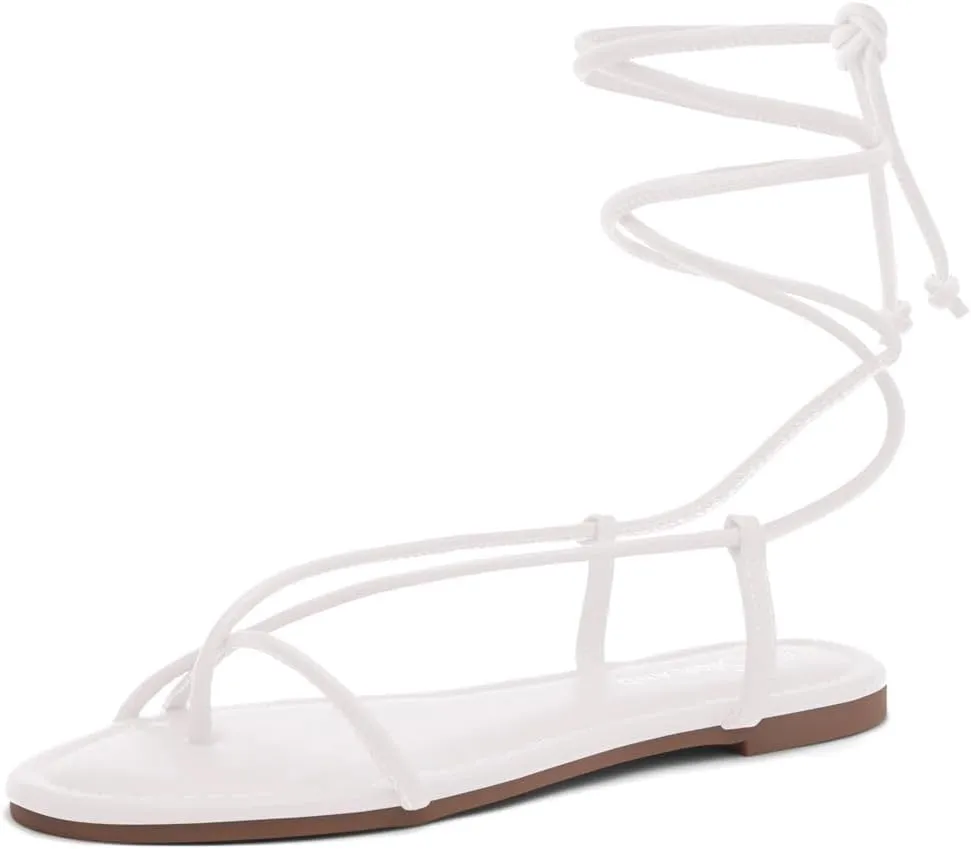 Shoe Land Women’s Flat Sandals – Comfortable Lace-Up Gladiator Sandals with Adjustable Ankle Wrap | Strappy Crisscross Open Toe Tie-Up Shoes for Summer, Beach & Travel