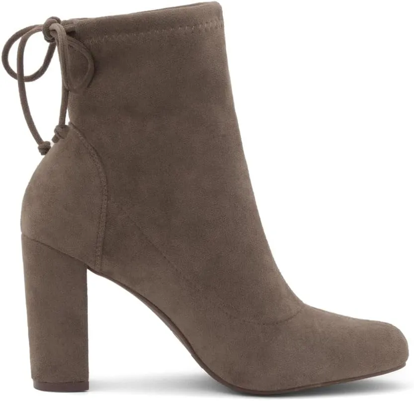 Shoe Land Womens Lilia chunky High Heel Ankle Booties Almond Toe Stretch Short Boots