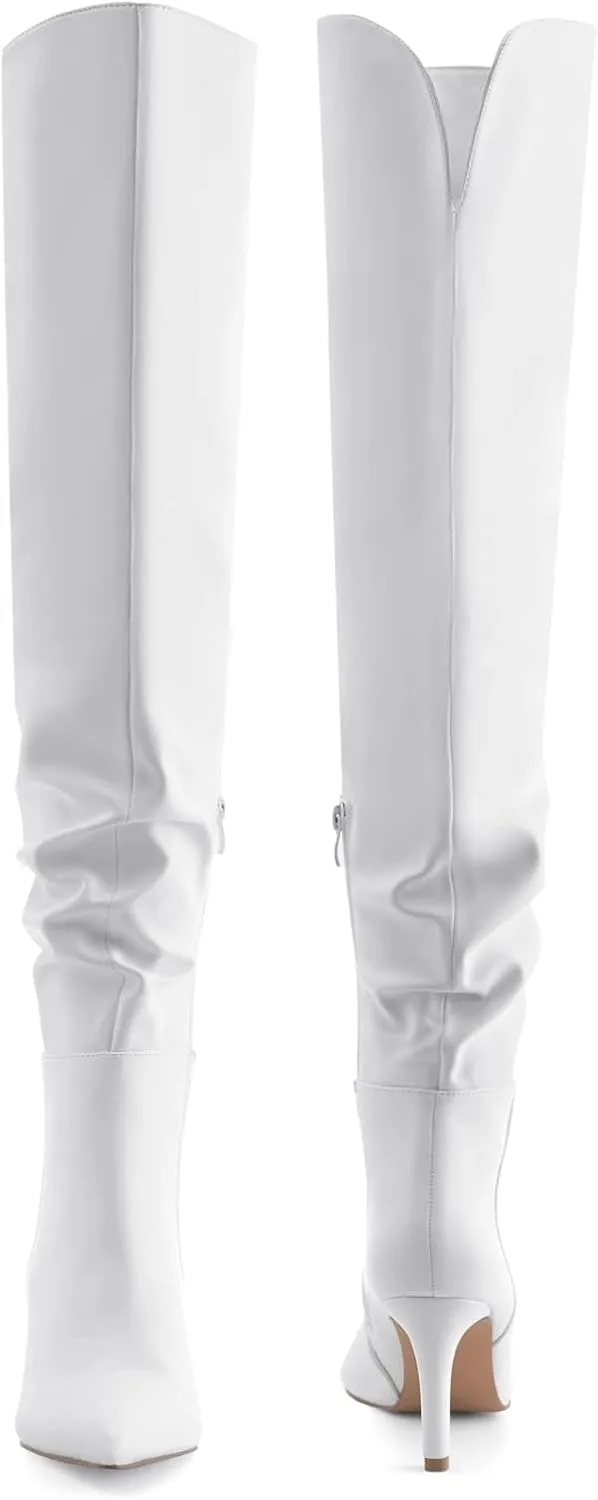 Shoe'N Tale Thigh High Boots for Women Over The Knee Stiletto Heel Pointed Toe Long Sexy Boots