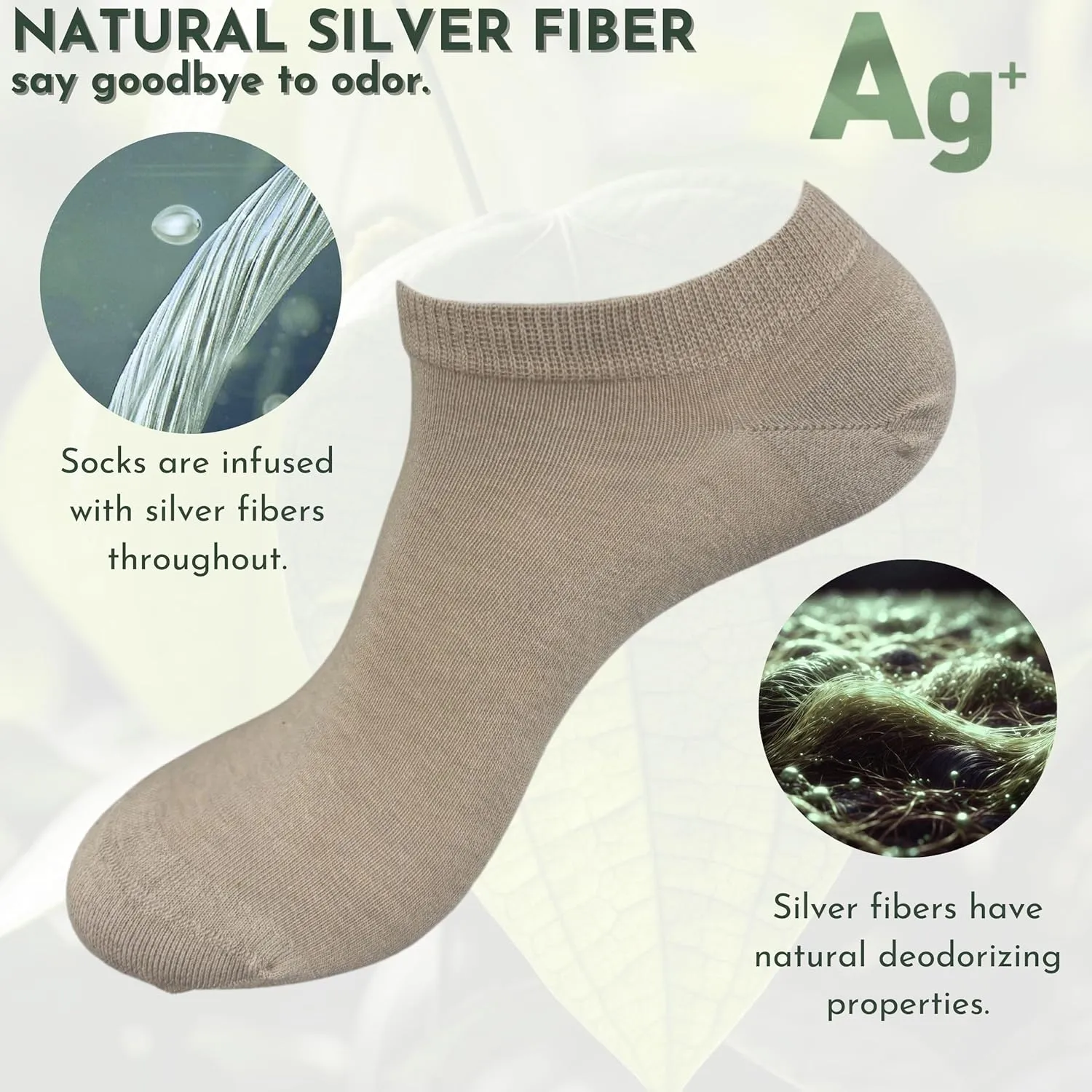 Silver Fiber Low Cut Socks for Men & Women – Breathable, Odor Control, Moisture-Wicking Gym & Travel Essentials