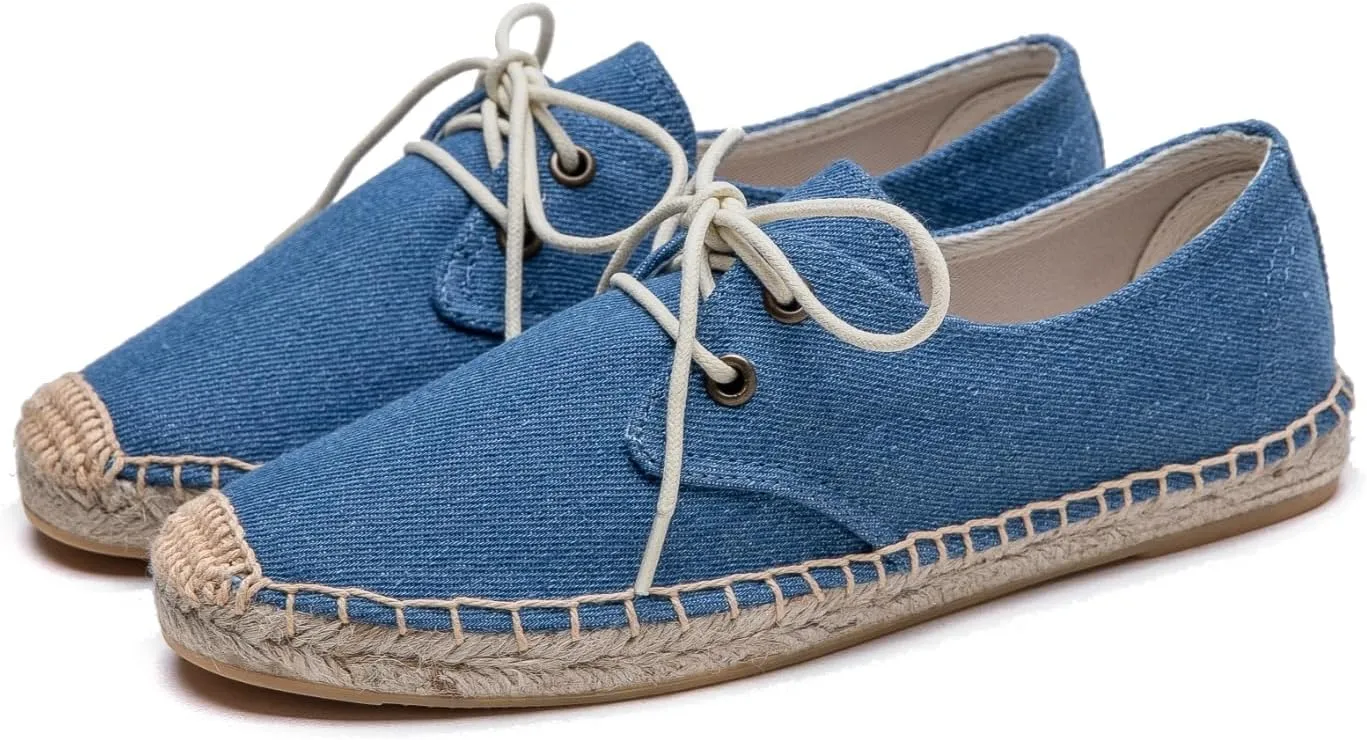 Slip On Sneakers Espadrilles for Women Canvas Flat Lace Up Summer Spring Fall Casual Loafers