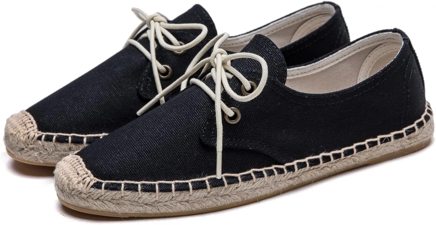 Slip On Sneakers Espadrilles for Women Canvas Flat Lace Up Summer Spring Fall Casual Loafers
