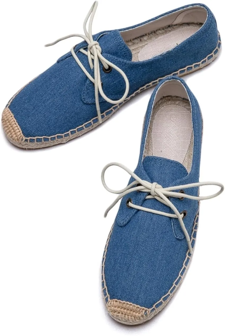 Slip On Sneakers Espadrilles for Women Canvas Flat Lace Up Summer Spring Fall Casual Loafers
