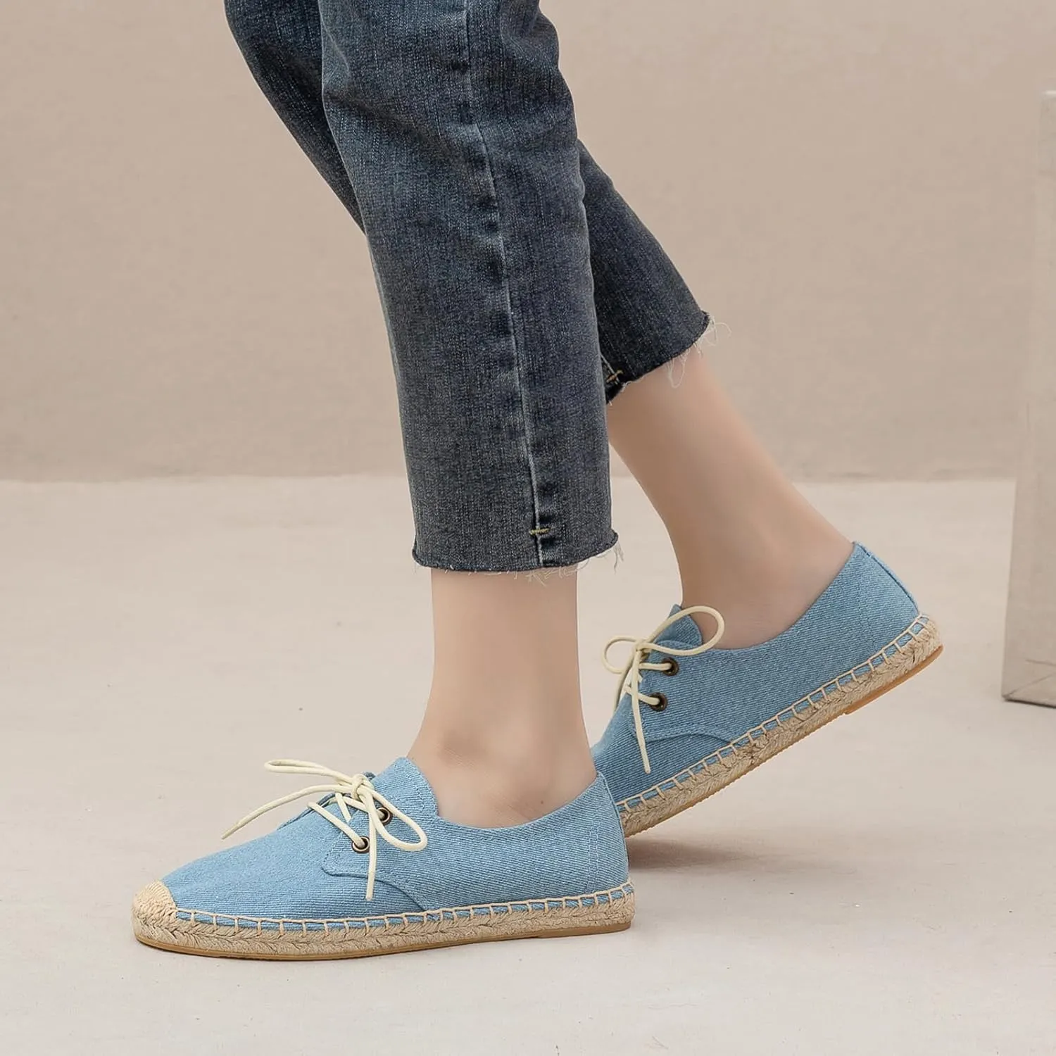 Slip On Sneakers Espadrilles for Women Canvas Flat Lace Up Summer Spring Fall Casual Loafers