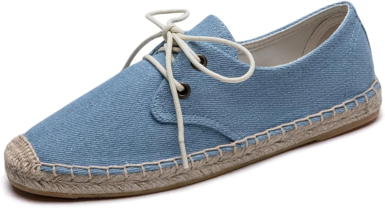 Slip On Sneakers Espadrilles for Women Canvas Flat Lace Up Summer Spring Fall Casual Loafers