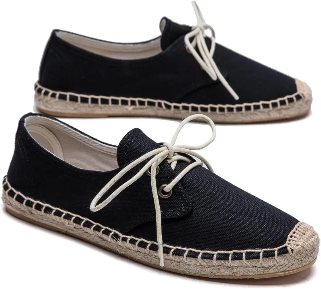 Slip On Sneakers Espadrilles for Women Canvas Flat Lace Up Summer Spring Fall Casual Loafers