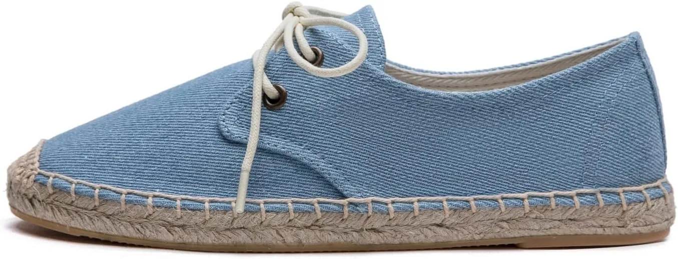 Slip On Sneakers Espadrilles for Women Canvas Flat Lace Up Summer Spring Fall Casual Loafers