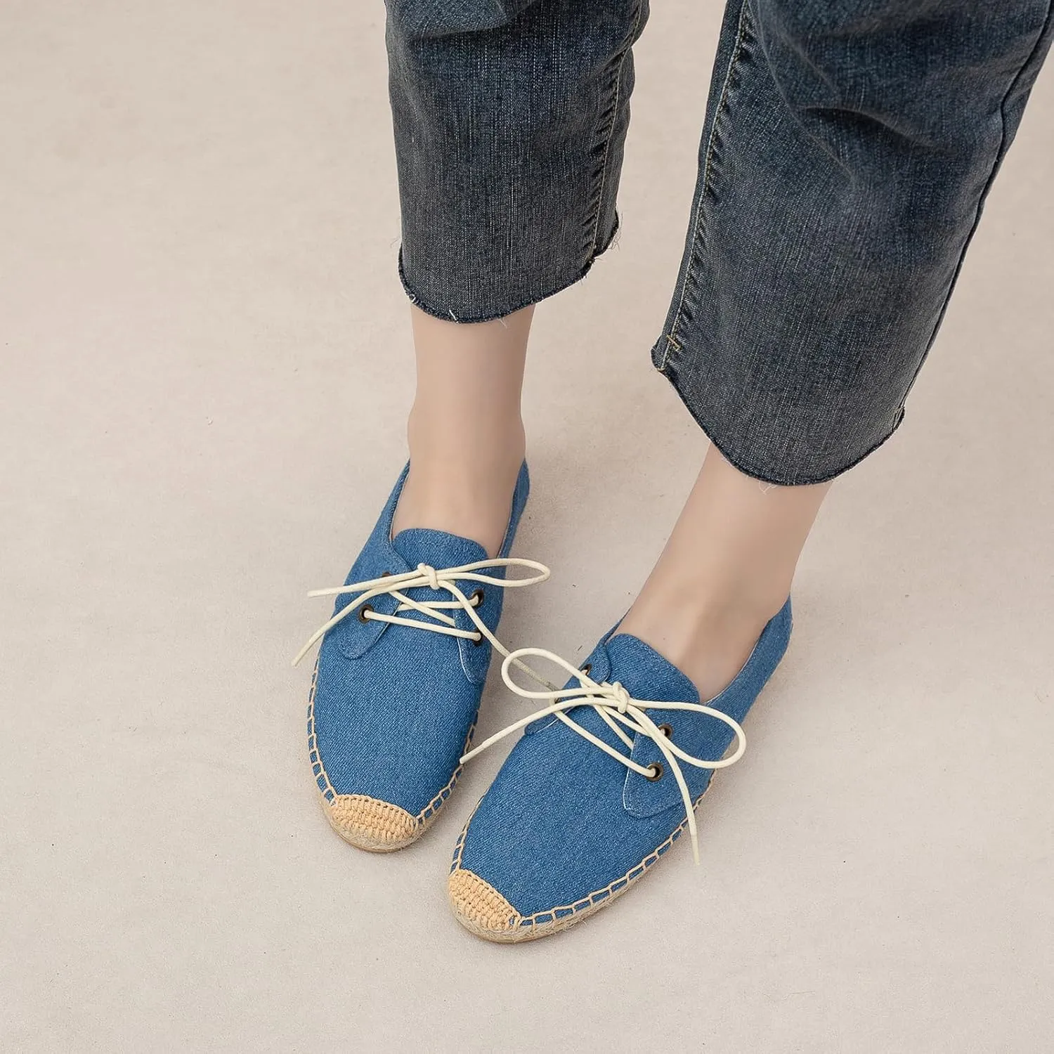 Slip On Sneakers Espadrilles for Women Canvas Flat Lace Up Summer Spring Fall Casual Loafers