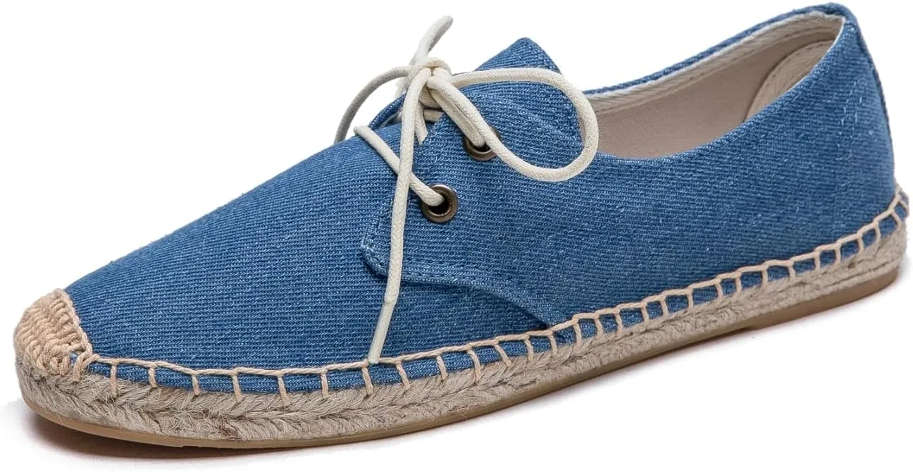 Slip On Sneakers Espadrilles for Women Canvas Flat Lace Up Summer Spring Fall Casual Loafers