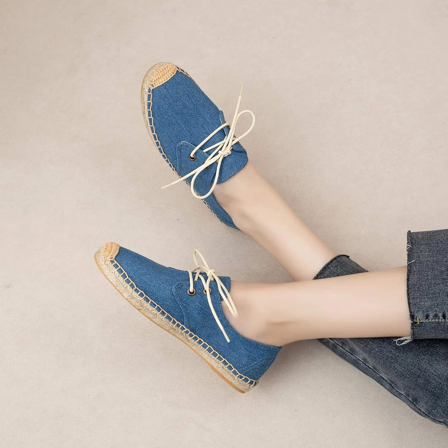 Slip On Sneakers Espadrilles for Women Canvas Flat Lace Up Summer Spring Fall Casual Loafers