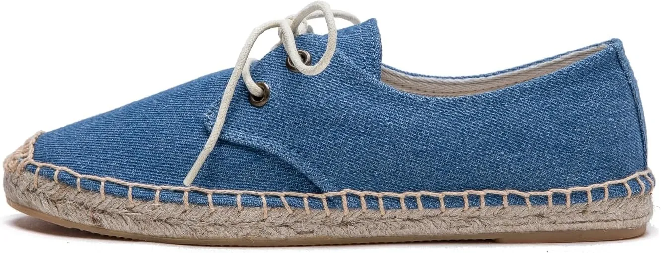 Slip On Sneakers Espadrilles for Women Canvas Flat Lace Up Summer Spring Fall Casual Loafers