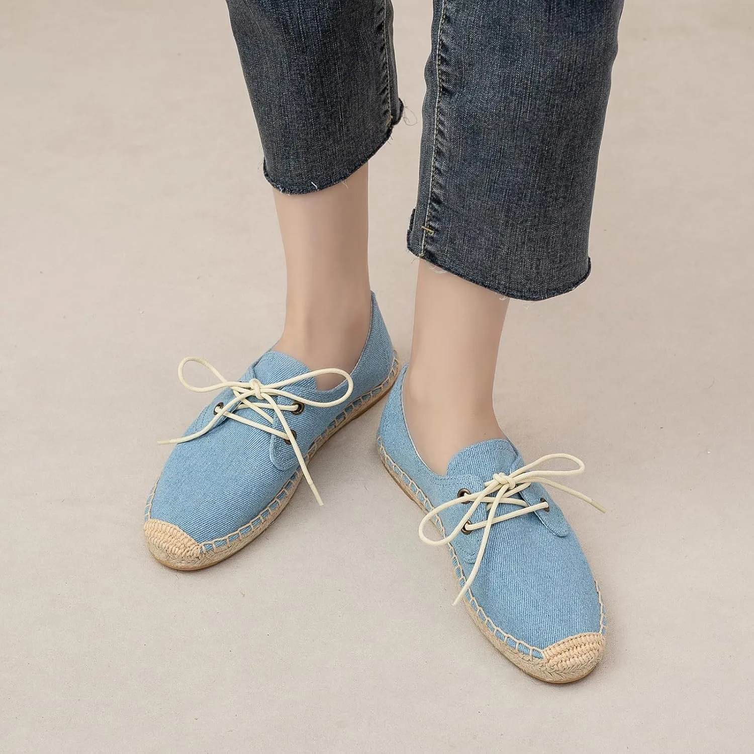 Slip On Sneakers Espadrilles for Women Canvas Flat Lace Up Summer Spring Fall Casual Loafers