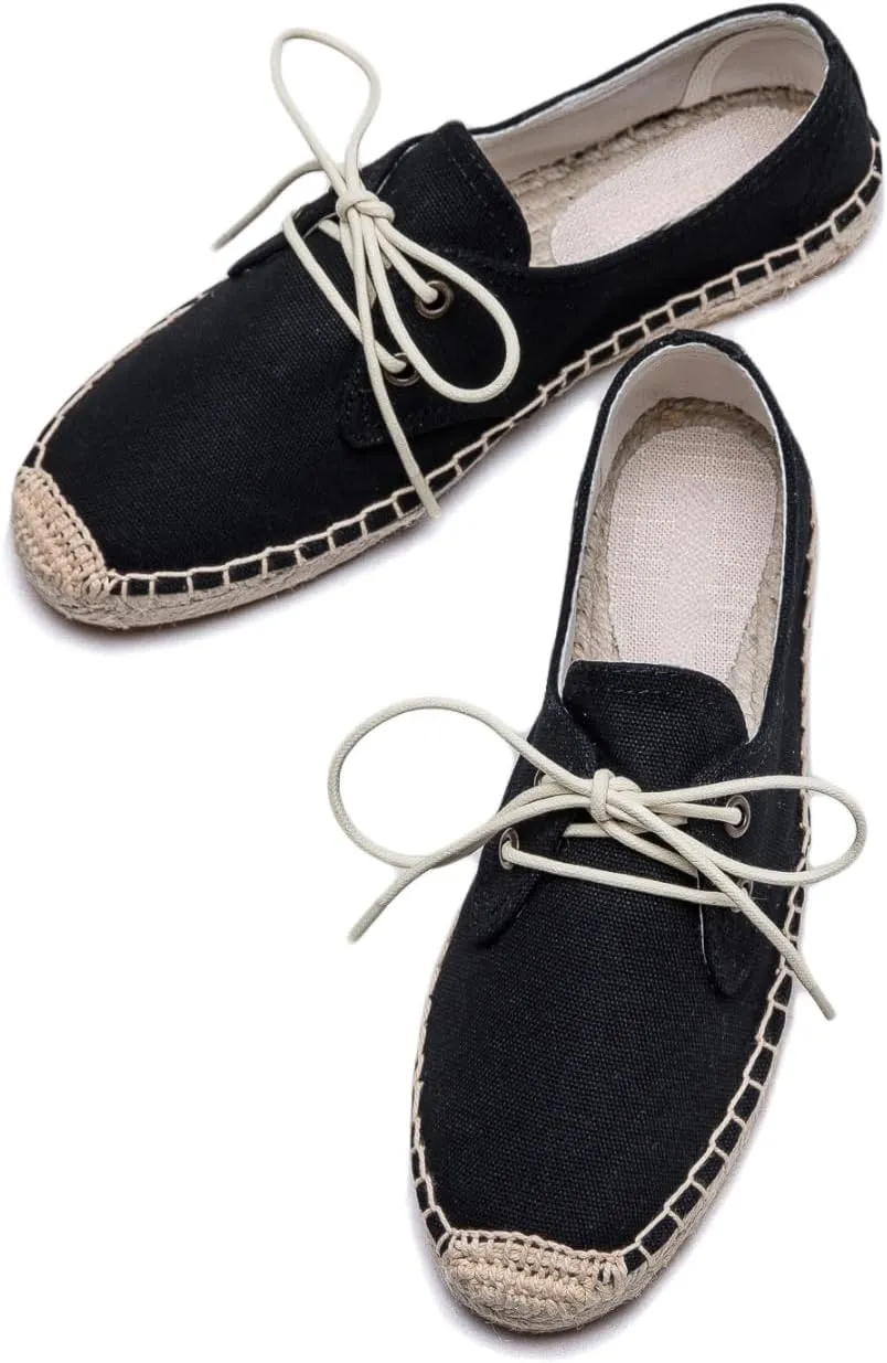 Slip On Sneakers Espadrilles for Women Canvas Flat Lace Up Summer Spring Fall Casual Loafers