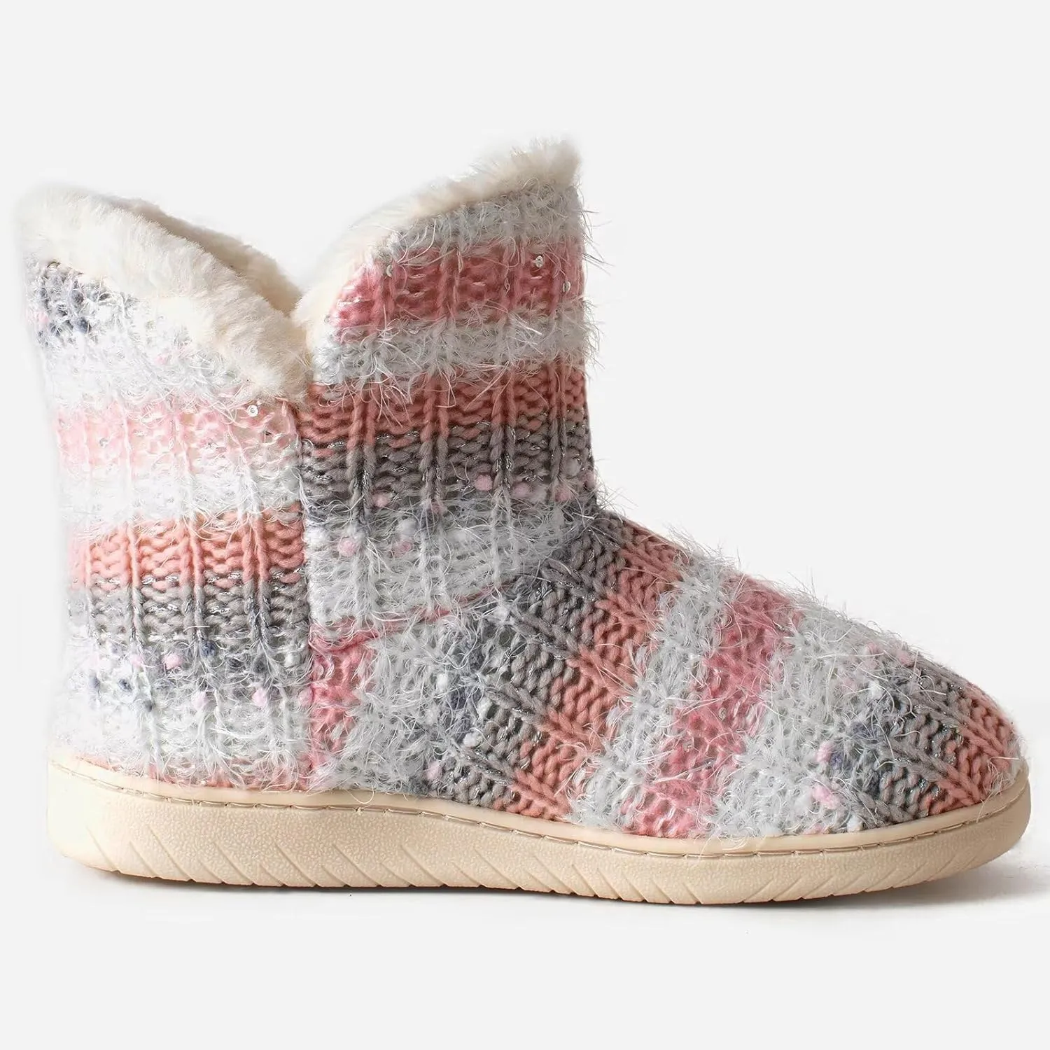 Slipper Boots Women Knit Plush Lining Winter House Shoes Memory Foam Indoor Outdoor