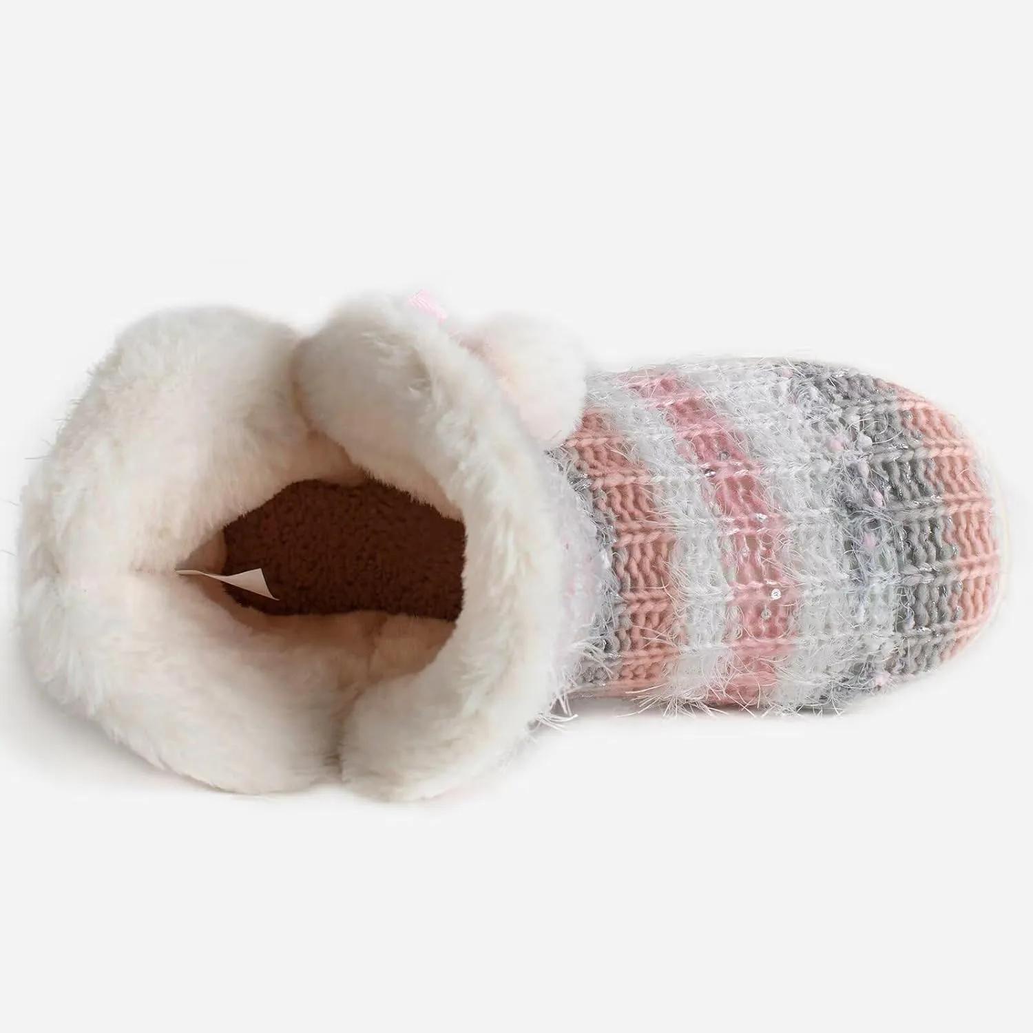 Slipper Boots Women Knit Plush Lining Winter House Shoes Memory Foam Indoor Outdoor