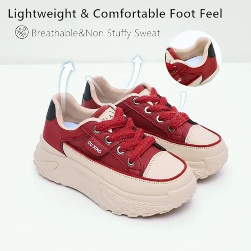 Sneakers for Women,Lace Up Thick Soled Non Slip Sports Shoes, Breathable, Stylish,Running,Shopping