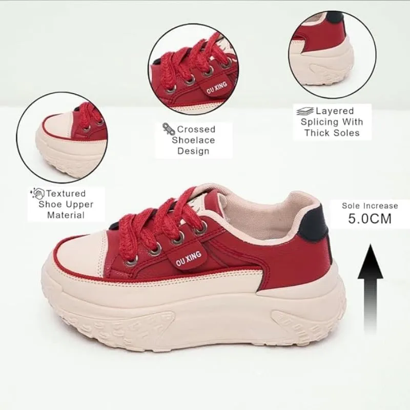 Sneakers for Women,Lace Up Thick Soled Non Slip Sports Shoes, Breathable, Stylish,Running,Shopping